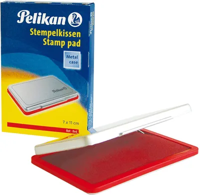 Produktbild von Pelikan Stempelkissen im Metallic-Gehäuse, Rot, Silber, Metall, 110 mm, 70 mm