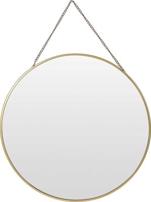 Nástenné zrkadlo v zlatej farbe na retiazke 29 cm