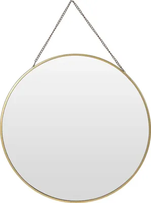 Produktbild von Nástenné zrkadlo v zlatej farbe na retiazke 29 cm