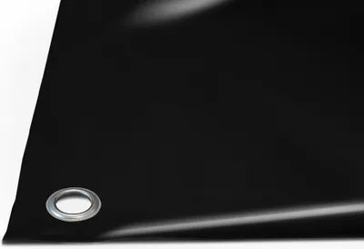 Obrázek produktu pro PVC plachta pro nákladní automobily 900g/m² materiál (3m x 4m, 20mm kulatá oka, černá RAL9005) na metry s oky/bez ok Střešní plachta Průmyslová plachta pro nákladní automobily Kempingová plachta Ochranná plachta Dřevěná plachta
