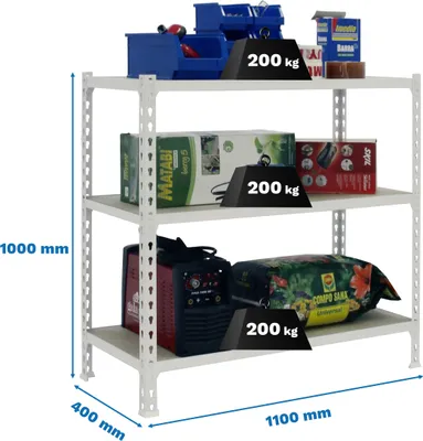 Produktbild von MADERCLICK SUPERPLUS 3/400 1000 BRANCO/MADEIRA metallische Prateleira