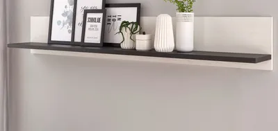 Produktbild von Wandboard Stove in weiß Pinie und anthrazit Landhaus Wandregal 160 cm