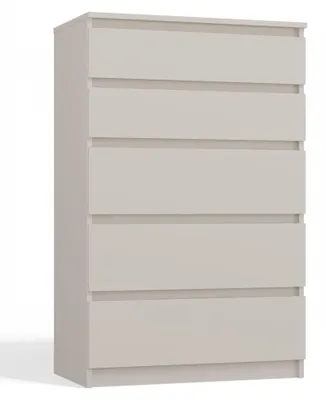 Image de Commode : 5 tiroirs. Couleur : cachemire. Dimensions : 70 x 40 x 101 cm