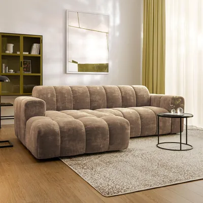 Produktbild von Masseno Ecksofa TISI L-Form, Wohnzimmersofa, Couch, Soffa, Couchgarnitur- Beige, LUMO 30