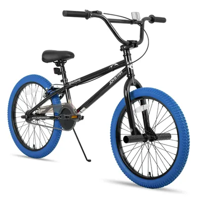 Produktbild von JOYSTAR Kinderfahrrad 20 Zoll BMX Fahrrad für Jungen Mädchen im Alter von 7-12 Jahren,Freestyle, Doppelbremsen, 2 pegs, Kettenschutz, Singlespeed,Blau