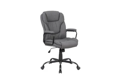 Produktbild von byLIVING Chefsessel STING/ Gaming-Chair/ Metall schwarz pulverbeschichtet/ Webstoff grau/ Armlehnen gepolstert/ Wippmechanik/ Sicherheitsdoppelrollen / B 57, H 99-109, T 67 cm
