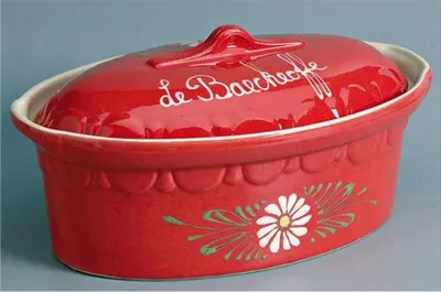 Image de Terrine ovale 37cm rouge decor fleurs blanches - Siegfried - 134V6 - baeckeoffe n°6