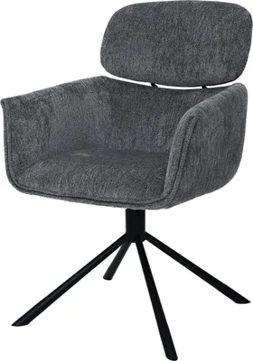 Produktbild von home24 Armlehnenstuhl - Schwarz - Grau - Strukturstoff - Eisen - 60 x 90 x 65 cm