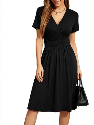 Produktbild von Sommerkleid für Damen mit kurzen Ärmeln und V-Ausschnitt