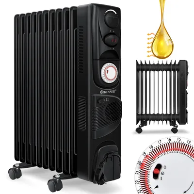 Immagine prodotto di KESSER® - Radiatore ad olio - Riscaldatore elettrico. Radiatore ad olio elettrico da 2500W. Riscaldatore elettrico portatile con timer, ventola, spegnimento automatico, regolazione continua della temperatura e protezione contro il surriscaldamento
