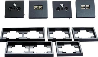 Produktbild von Schalter und Steckdosen Set McPower Shallow Multimedia 18-teilig anthrazit