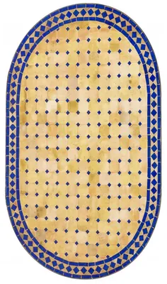Obrázek produktu pro Marocká mozaiková dlaždice Marrákeš, béžová a modrá, oválná, 100 x 60 cm