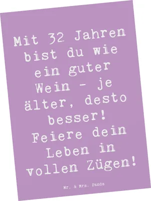 Produktbild von Mr. & Mrs. Panda Grußkarte Spruch 32. Geburtstag - Lavendeltraum - Geschenk, besondere Geschenke, Lebensjahr, Glückwunsch, Leben genießen, Postkarten, Ansichtskarte