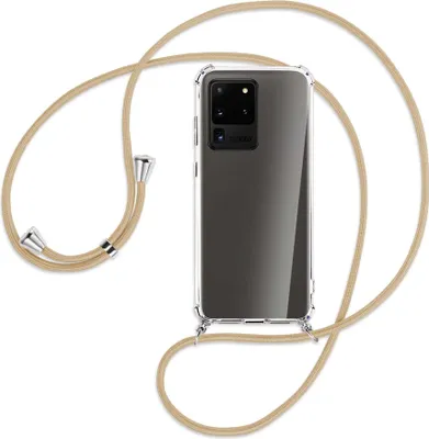 Produktbild von Handykette Backcover-Schutzhülle mit Band (Metall silberfarben) für Samsung Galaxy S20 Ultra - caramel