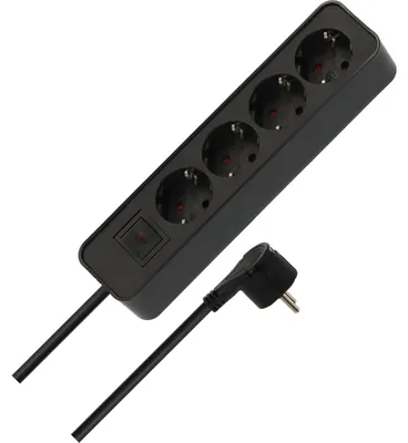 Produktbild von Brennenstuhl Steckdosenleiste 4-fach (Mehrfachsteckdose mit Schalter, Flachstecker und 1,4m Kabel) schwarz