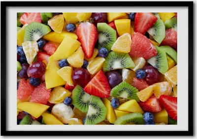 Produktbild von Bild - Bilderrahmen - 100 cm x 70 cm - MDF - Rahmen - Foto - Wandkunst gehacktes Obst