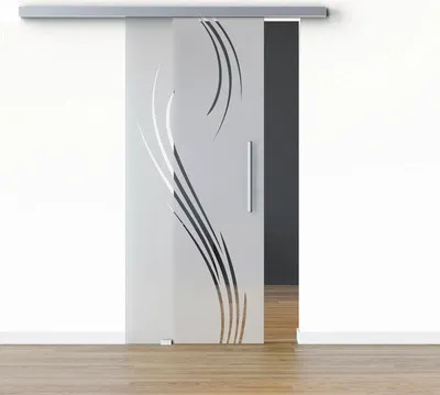 Produktbild von Pertura Glasschiebetür Komplettset Glera Essence 02 900x2050 mm Links inkl. Beschlag Selir Aluminium Edelstahloptik,Stan
