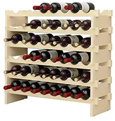 Immagine prodotto di Elegante scaffale portabottiglie in legno per 48 bottiglie - Scaffale a 6 ripiani per la conservazione e l'esposizione del vino