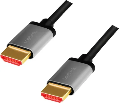 Produktbild von LogiLink CHA0105, 2 m, HDMI Typ A (Standard), HDMI Typ A (Standard), 3D, 48 Gbit/s, Schwarz, Grau