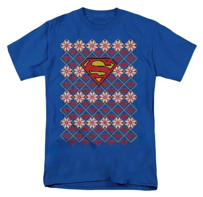 Image de T-shirt Superman pour hommes/femmes, coupe unie, en coton ring-spun, motif de Noël, référence TV40385 (taille XXL), couleur bleu roi