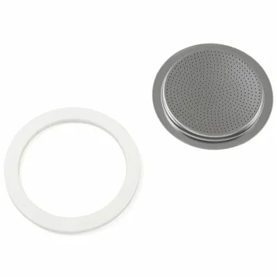 Obrázek produktu pro Bialetti 0800038 Sada náhradních dílů 1 těsnicí guma + 1 filtr 2 šálky, stříbrná, 2 kusy (1 sada)