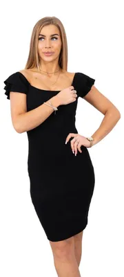 Produktbild von Schwarzes Rippenkleid mit Rüschen