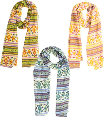 Produktbild von Sunsa Damen Schal Tuch 3er Set Halstuch Geschenkideen für Frauen-MädchenTücher aus Baumwolle mit Blumen & modern bohemian Design 41390