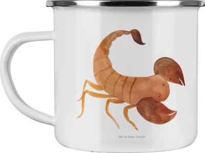 Produktbild von Mr. & Mrs. Panda Pott Sternzeichen Skorpion - Weiß - Geschenk, Haferl, Skorpione, Geburtstag November, Teetasse, Oktober, Emaille Tasse, Reisebecher, Becher