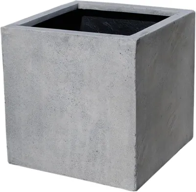 Image de VIVANNO Bac à plantes en fibre de verre BLOCK Cube, gris béton Design béton - 30x30x30 cm
