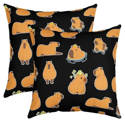 Zierkissenbezüge 40x40 cm, 2er-Set, Capybara-Motiv, Polyester, weich