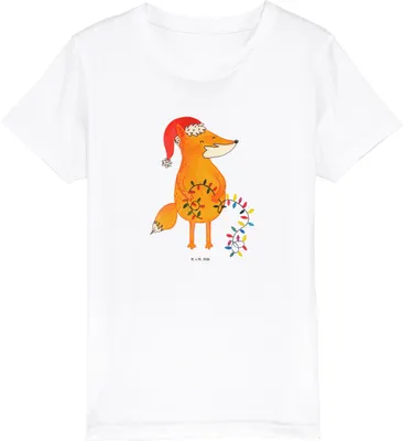Produktbild von Mr. & Mrs. Panda Kleinkinder T-Shirt Fuchs Weihnachten 12-14 Jahre (152/164) - Weiß - Geschenk, Winter, Bio Kinder, Öko, Kindershirt, Teenager, Nikolaus, Jungen