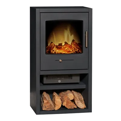 Produktbild von Adam Bergen XL Elektrokamin mit Heizfunktion & Fernbedienung, freistehender Elektroofen, LED Flammeneffekt, 0,9–1,8 kW, Kaminofen Design in Holzkohleg