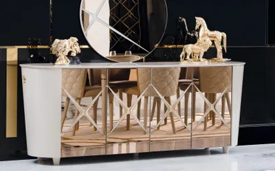 Produktbild von Kommode Italienischer Stil Kommoden Gold Sideboards Massiv Holz Möbel Kommoden