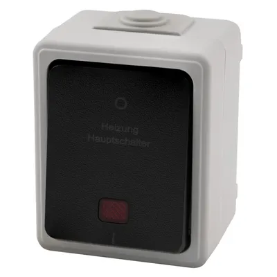 Produktbild von Feuchtraum Heizungs Hauptschalter McPower "Taff", 250V/10A, IP44, AP, grau