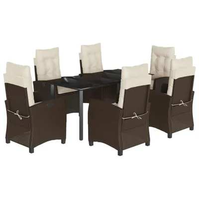 Produktbild von vidaXL 7-tlg. Garten-Essgruppe mit Kissen Braun Poly Rattan