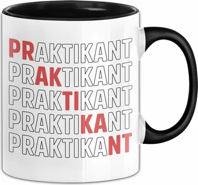 Produktbild von Praktikant Tasse Geschenk Kaffee-Becher Lustiger Spruch (Schwarz)