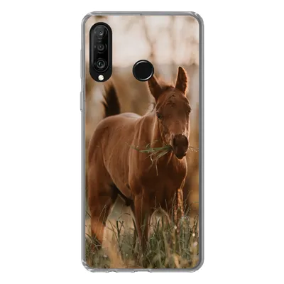 Produktbild von MuchoWow® Handyhülle Schutzhülle Hülle für Huawei P30 Lite Pferd - Sonne - Gras Silikon Softcase Handy Hülle - Handyhülle
