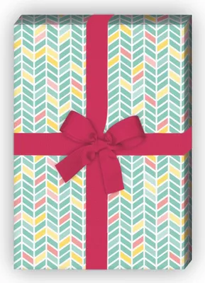 Produktbild von Frisches Geschenkpapier Set im modernem Zickzack, türkis,  - G8449, 32 x 48cm