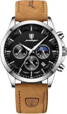 Produktbild von Herren Chronograph Quarzuhr mit Lederarmband, Leuchtzeiger, Datumsanzeige, 30M Wasserdicht, Business Sport Armbanduhr Elegant