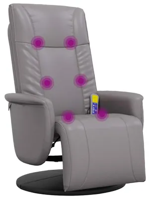 Produktbild von vidaXL Massagesessel mit Fußteil Grau Kunstleder