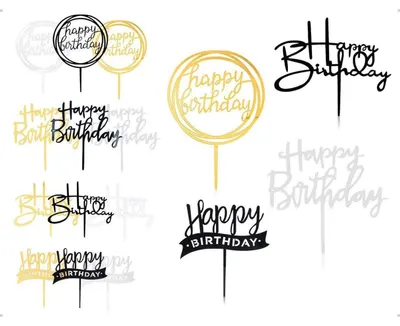 Productafbeelding van Gefeliciteerd met je verjaardag! Acryl set met 12 decoraties, 3 kleuren