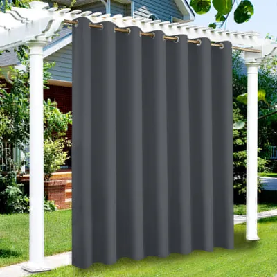 Produktbild von 4 Stück Outdoor Vorhänge H 213 x B 254 cm Verdunkelung Gardine Grau für Terrasse & Balkon Sichtschutz Sonnenschutz Ösenschal
