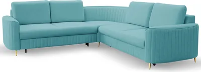 Produktbild von DomoHome Ecksofa LAREN Modernes Schlafsofa Stauraum für Bettwäsche Stilvolle Kunststofffüße Einfacher Aufbau Komfortable Schlaffunktion Linke 150x212cm Größe: 251x251x85cm Farbe:TÜRKISCH