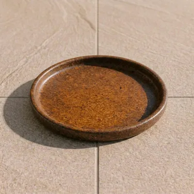 Zdjęcie produktu dla Podstawka pod doniczkę ceramiczna Provencelia Brązowy z efektem rdzy, Ø17 cm x H5 cm, mrozoodporna