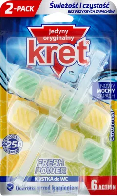 Obrázek produktu pro Kret Fresh Power Citrus Fresh Kostka do WC 6xAction, 2 x 40g