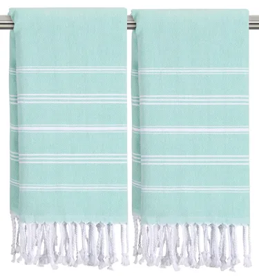 Imagen del producto de Juego de 2 toallas turcas decorativas, 50 x 76 cm, color aguamarina