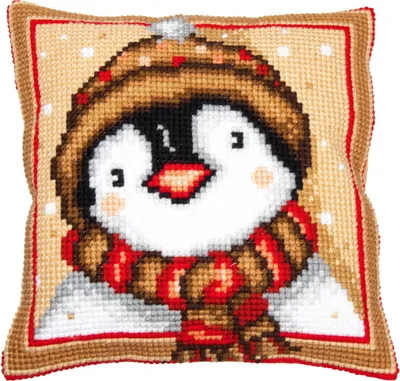 Produktbild von Stempel-Kreuzstich-Set von Vervaco, Kissen "Pinguin", 40x40 cm