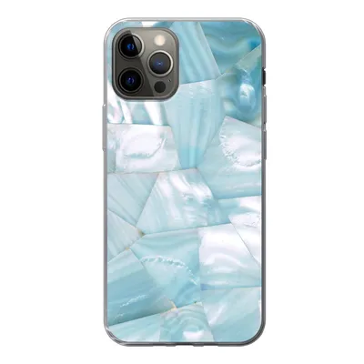 Produktbild von MuchoWow® Handyhülle Schutzhülle Hülle für iPhone 13 Pro Naturstein - Blau - Perlmutt Silikon Softcase Handy Hülle - Handy-Tasche