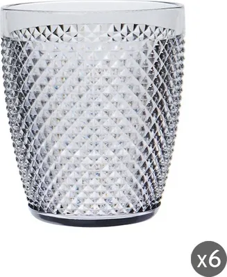 Zdjęcie produktu dla Excelsa zestaw 6 szklanek do wody Diamond plastica 40 cl srebrne