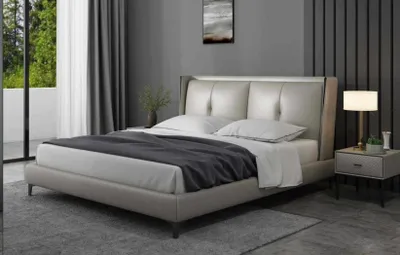 Produktbild von Bett Klassisch Polsterbett Luxus Doppel Schlafzimmer Holz Kunstleder 180x200 Neu